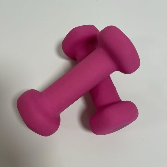 CHAMPION 2 Pound Dumbbell Weights Pink Neoprene Set of 2 Fitness Strength Train - Picture 4 of 5